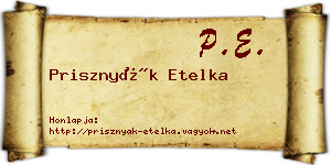 Prisznyák Etelka névjegykártya